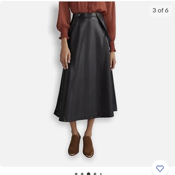 Anthropologie Black Faux Laether Pinafore Skirt - Picture 4 of 9